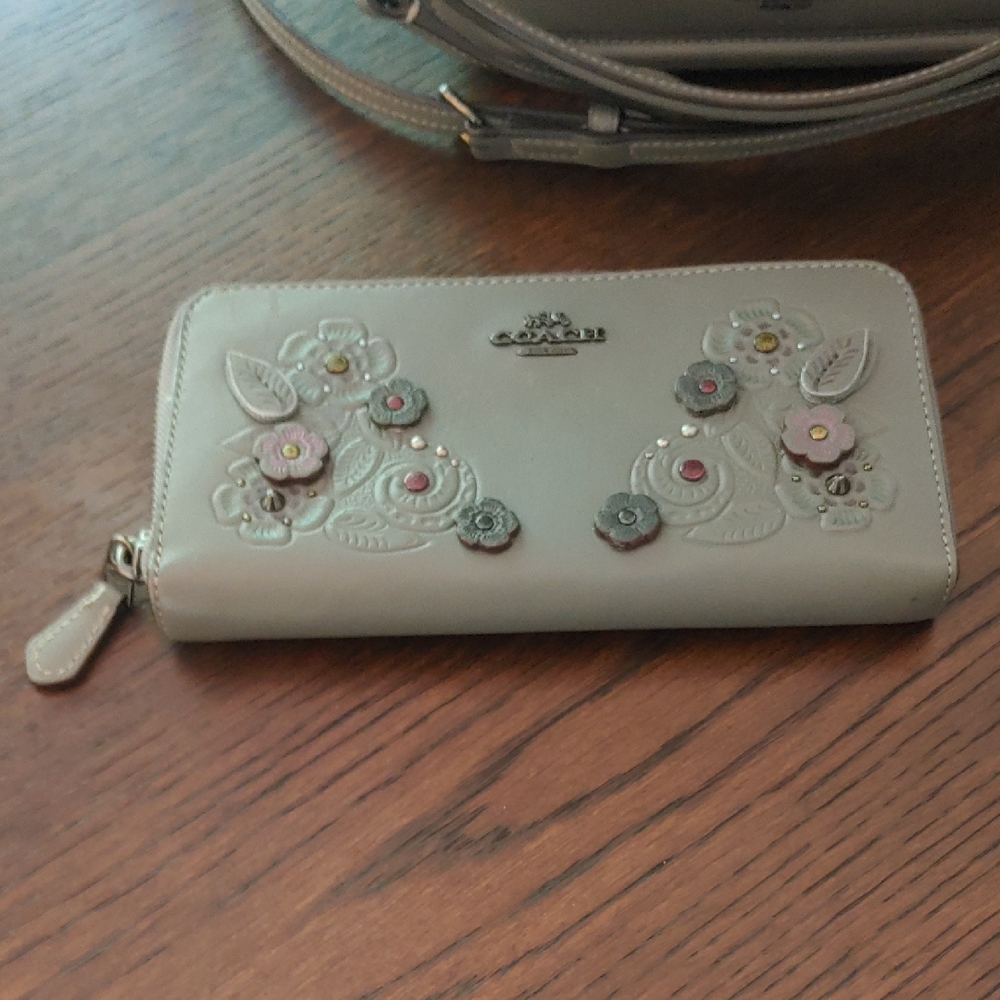 Coach Light Gray Floral Women's Wallet
